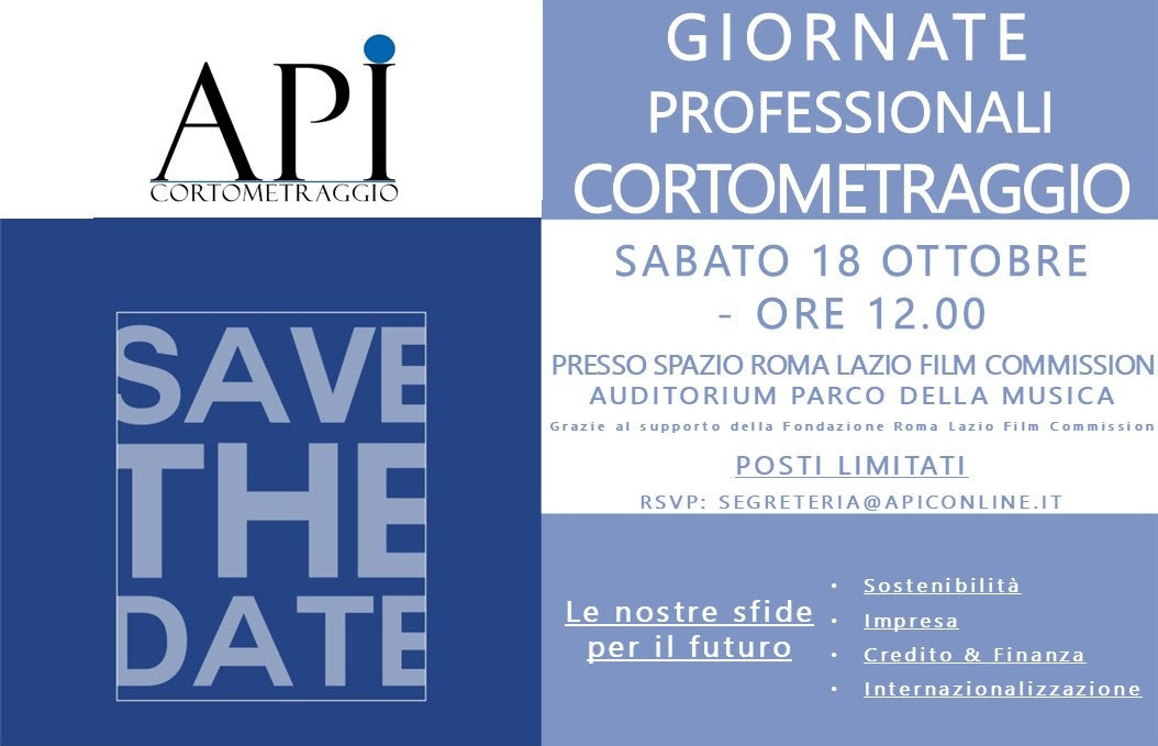 A Roma la prima edizione delle Giornate Professionali del Cortometraggio, nell’ambito della Festa del Cinema e promossa da APIC – Associazione Produttori Indipendenti Cortometraggio