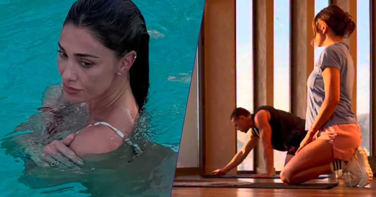 Belén Rodríguez, il selfie in spiaggia è hot ma il gossip si accende per l'allenamento bollente con Gaetano