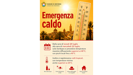 Protezione civile - Ondata di calore dal 20 al 22 luglio