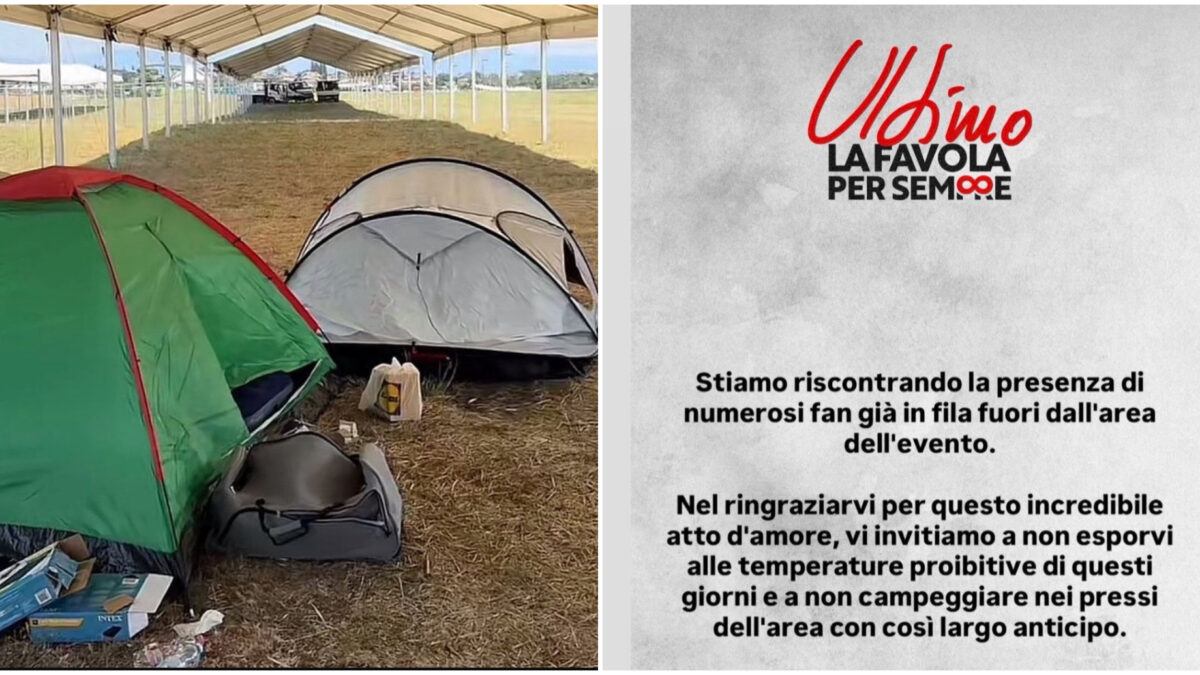 “Vi invitiamo a non campeggiare con così largo anticipo”: il team di Ultimo preoccupato. Le prime tende a Tor Vergata 10 giorni prima dell’evento e in mezzo al caldo torrido