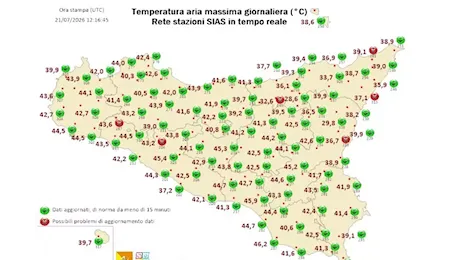 Morsa di calore in Sicilia: picchi fino a 46°C e temperature roventi su tutta l’Isola