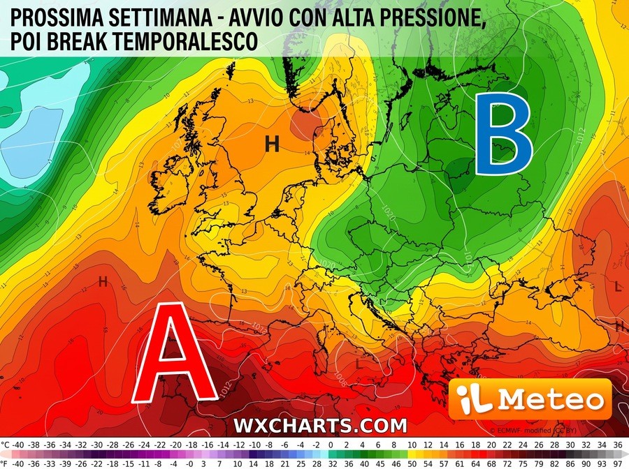 Meteo Prossima Settimana: avvio con l'Alta Pressione, ma da Mercoledì 8 break temporalesco dai Balcani