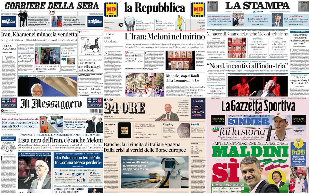 Le prime pagine dei quotidiani di oggi 12 luglio: la rassegna stampa di Sky TG24