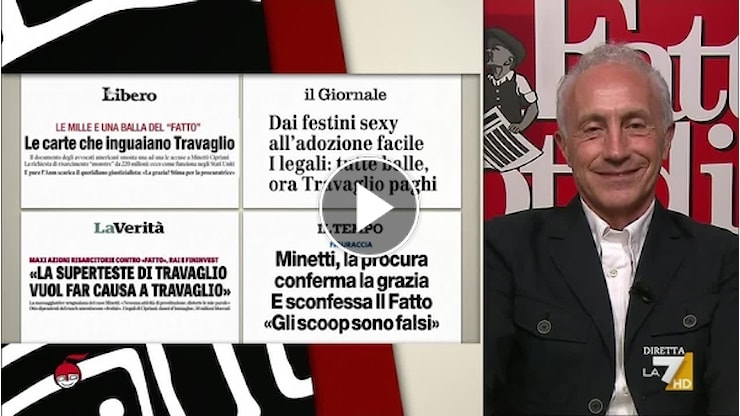 Grazia a Minetti, Travaglio: I giornali di destra e sinistra sembrano festeggiare l'idea di far chiudere il Fatto - LA7