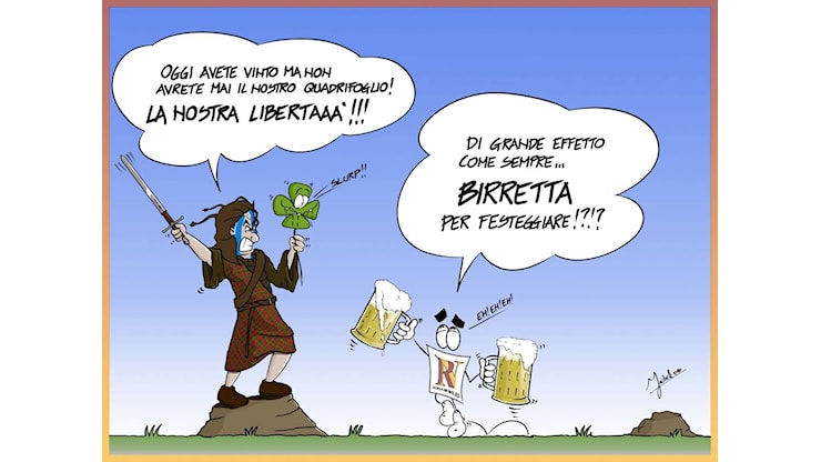 Celtic-Roma, altra vittoria europea a Glasgow per i giallorossi: la vignetta di Michele Dall'Oman (FOTO) - Romanews.eu