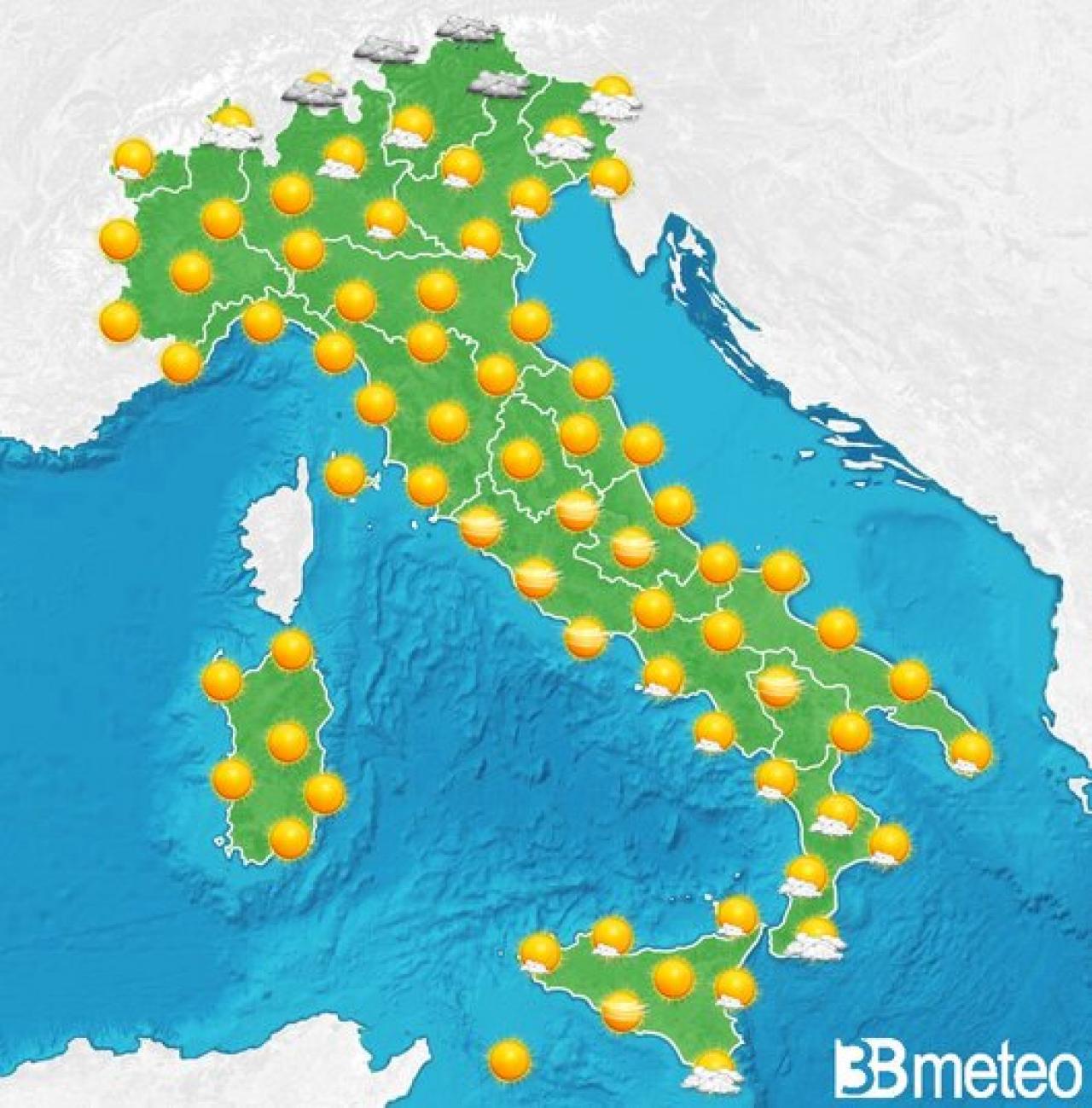 Weekend con tempo soleggiato e temperature in aumento