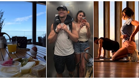 Belen Rodriguez, fuga d'amore con Gaetano Fidanzati: «Non servono parole». Allenamenti al tramonto e colazioni vista mare