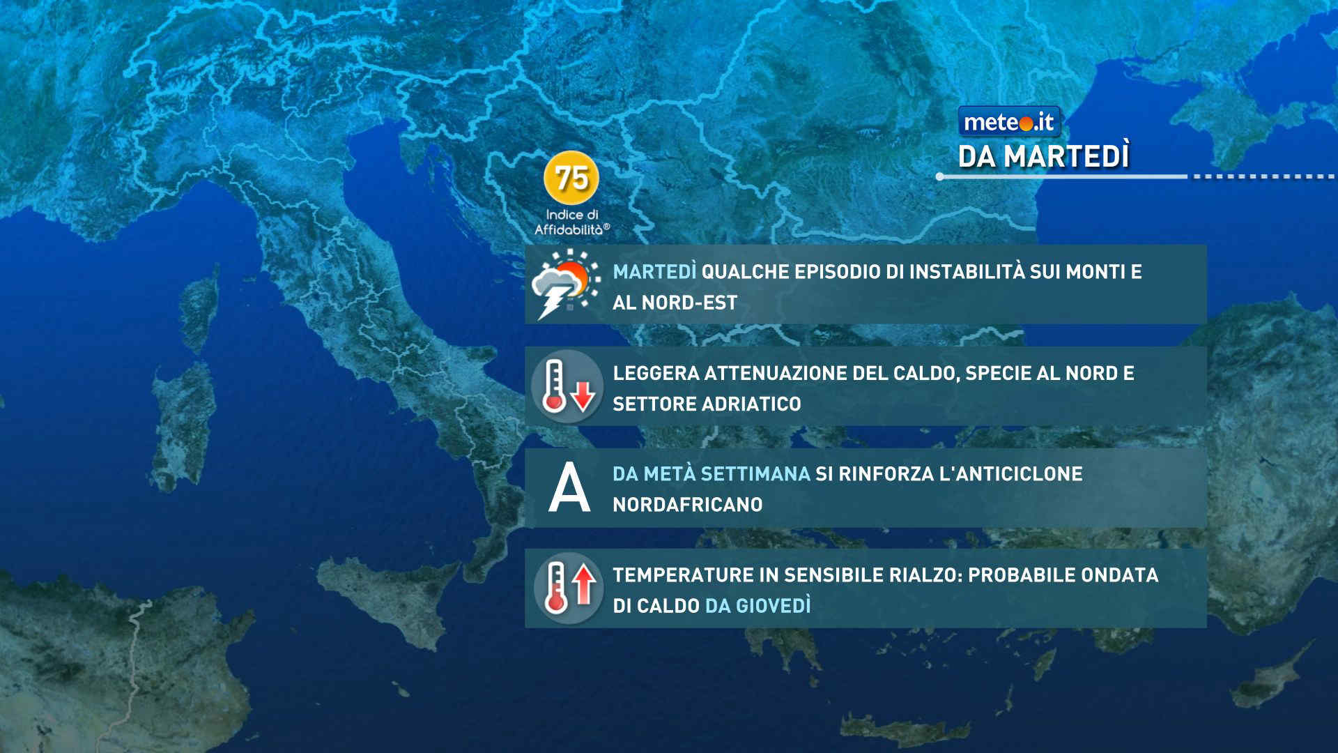 Meteo, fase instabile al Nord. Da metà settimana caldo intenso. La tendenza dal 15 giugno