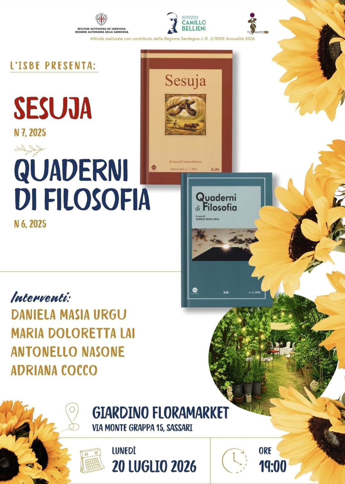 L’Istituto Bellieni presenta “Sesuja” e i “Quaderni di Filosofia”